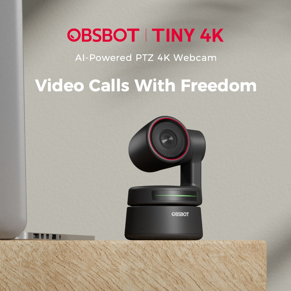 OBSBOT Tiny 4K AI-Powered PTZ Webcam